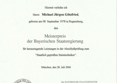 Urkunde, Michael Götzfried IV., Naturstein Götzfried